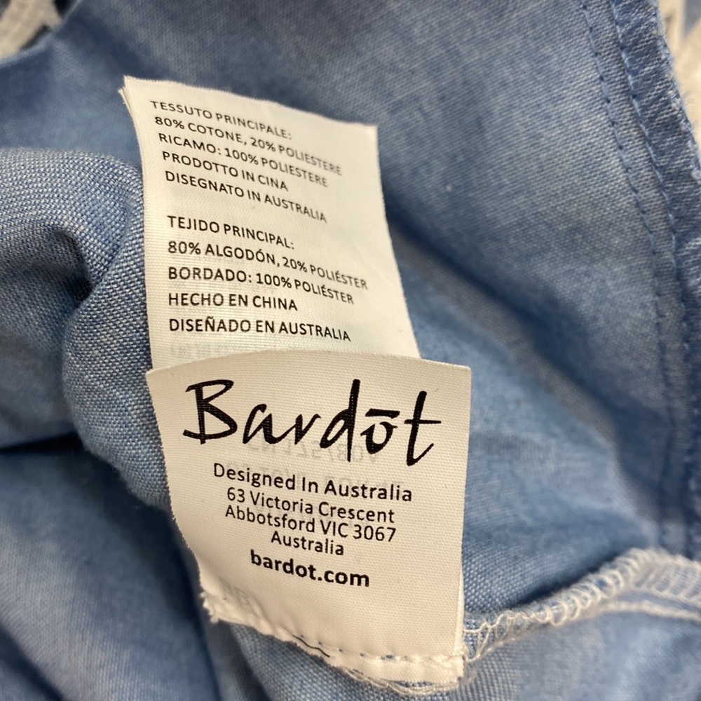 BARDOT Womens Off The Shoulder Lace Embroidered Jumpsuit Romper Blue Size Large - Picture 7 of 8